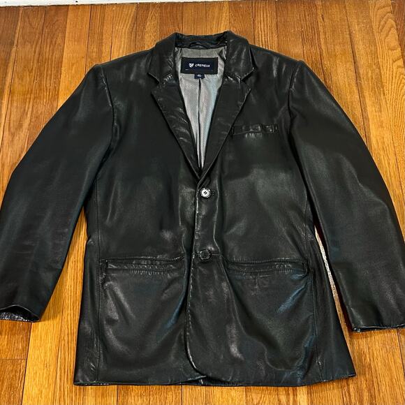 Mens Crémieux Genuine Lambskin Black Leather Blazer Size M - Picture 9 of 15